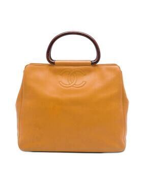 Chanel Cc Caviar Wood Top Handle Tote #282375C14B